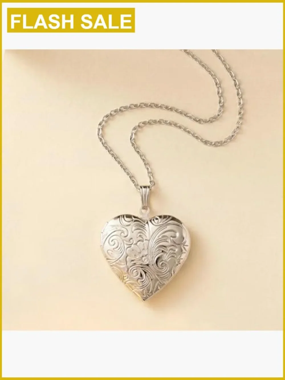 Locket Necklace Heart Pendant for Mom Wife, Picture Storage, Stainless Steel
